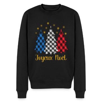 Joyeux Noël Christmas Trees With French Colors - Men's Premium Organic Jumper - black - Front - Nico (187cm)