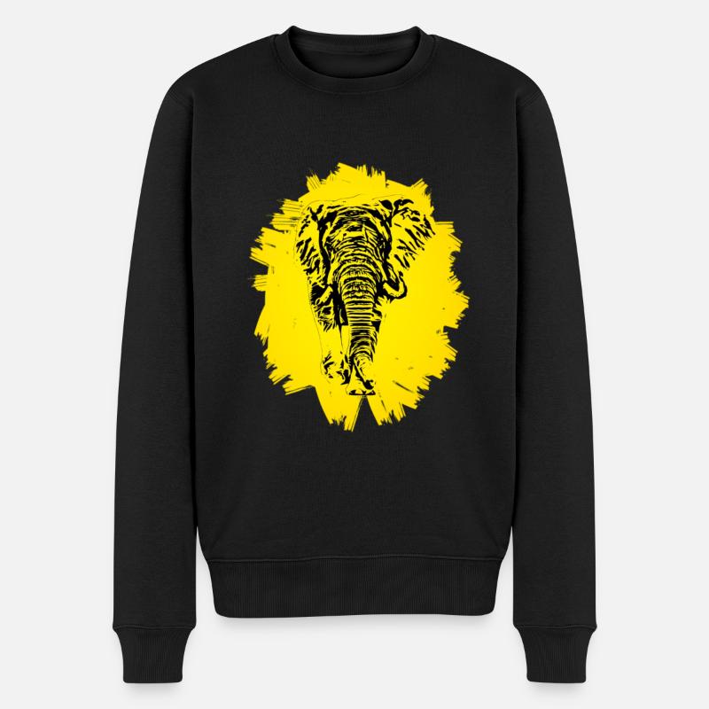 Elefant - Männer Premium Bio Pullover - Schwarz