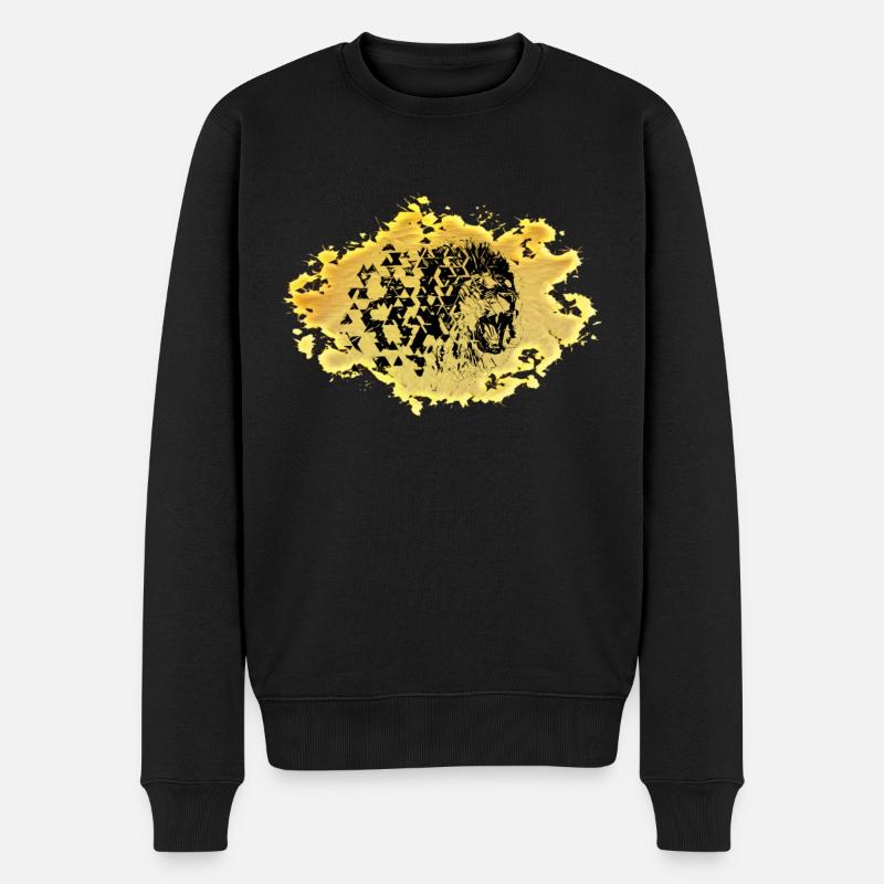 Löwe - Männer Premium Bio Pullover - Schwarz