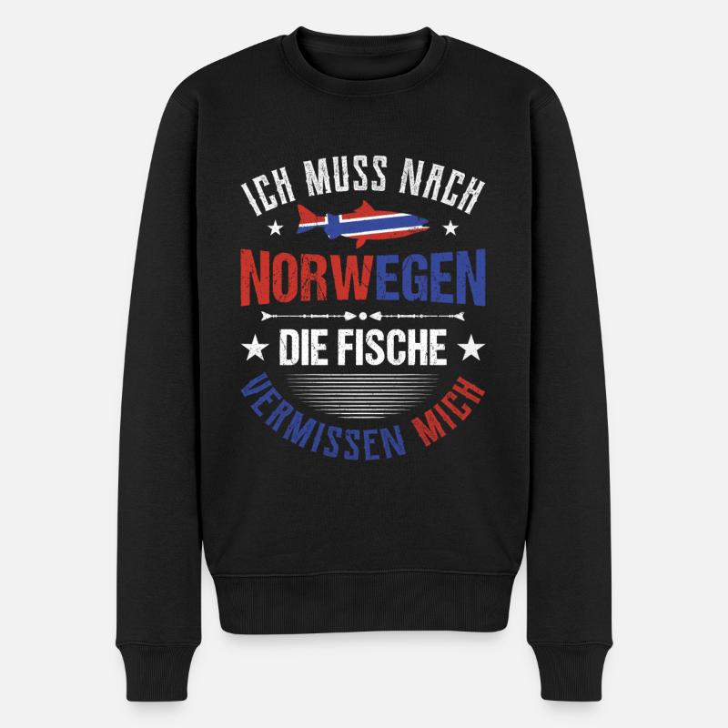 Angeln in Norwegen Angeltour Norwegen - Männer Premium Bio Pullover - Schwarz