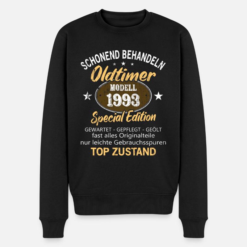 Oldtimer Baujahr 1993 Geboren Jahrgang 1993 - Männer Premium Bio Pullover - Schwarz