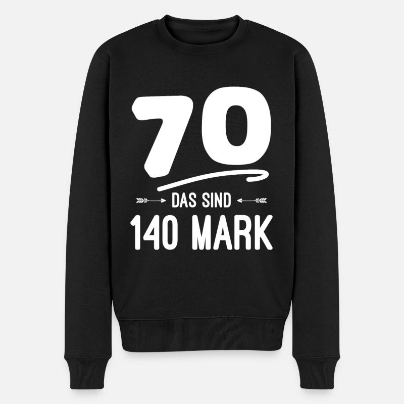70 das sind 140 Mark 70. Geburtstag - Männer Premium Bio Pullover - Schwarz