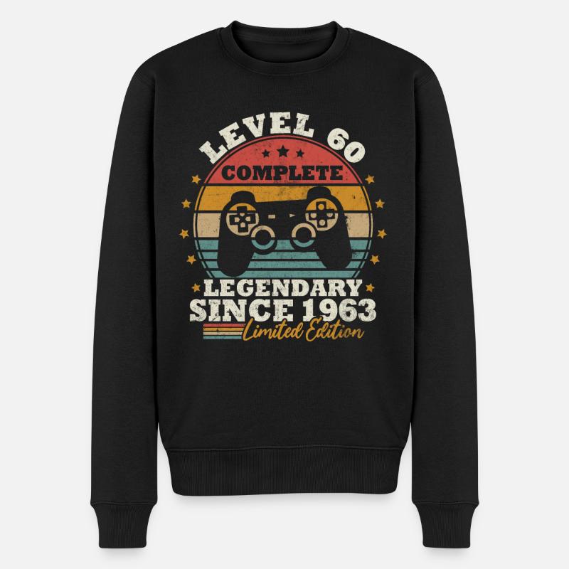 Level 60 freigeschaltet - Männer Premium Bio Pullover - Schwarz