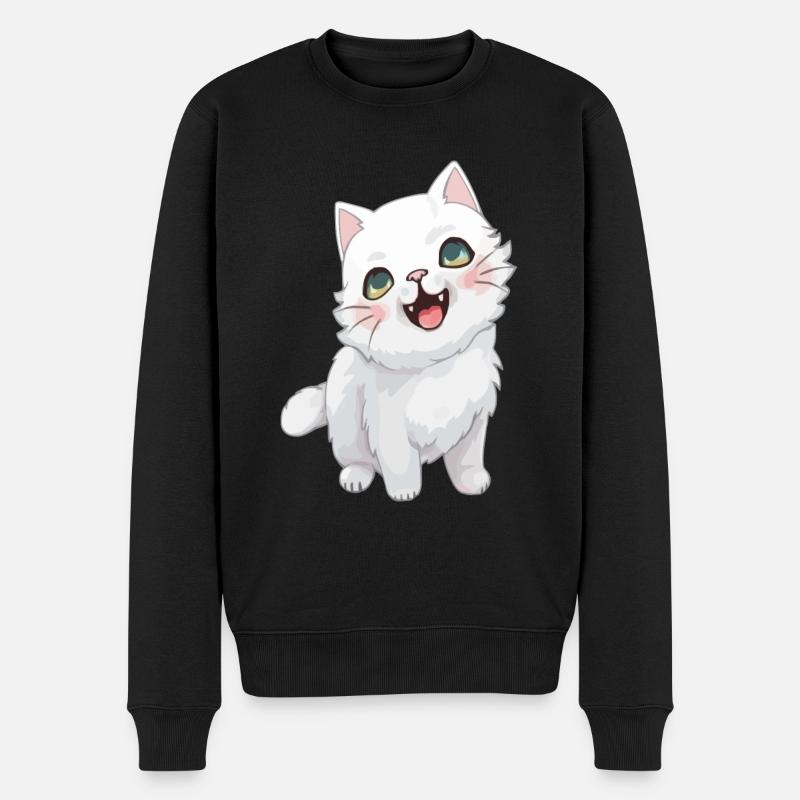 Süßes Kätzchen mit Katzenauge für Katzenliebhaber - Männer Premium Bio Pullover - Schwarz