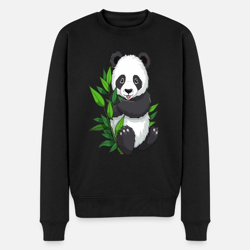 Panda avec branche de bambou - Pull Premium bio Homme - noir