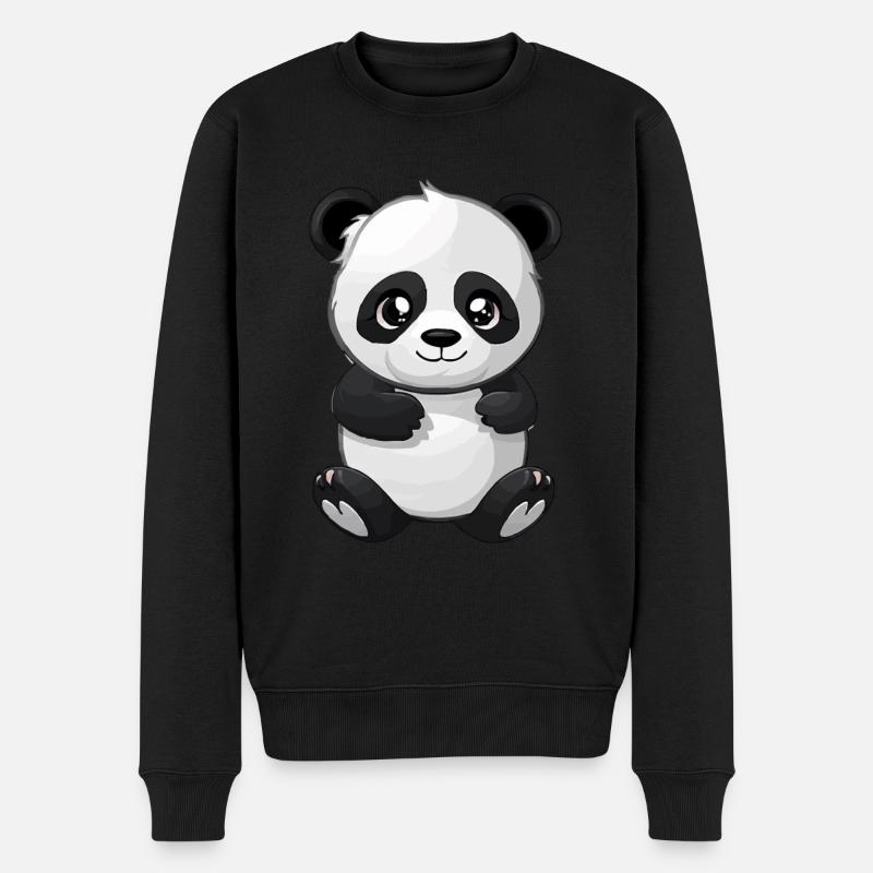 Süßer Panda - Männer Premium Bio Pullover - Schwarz