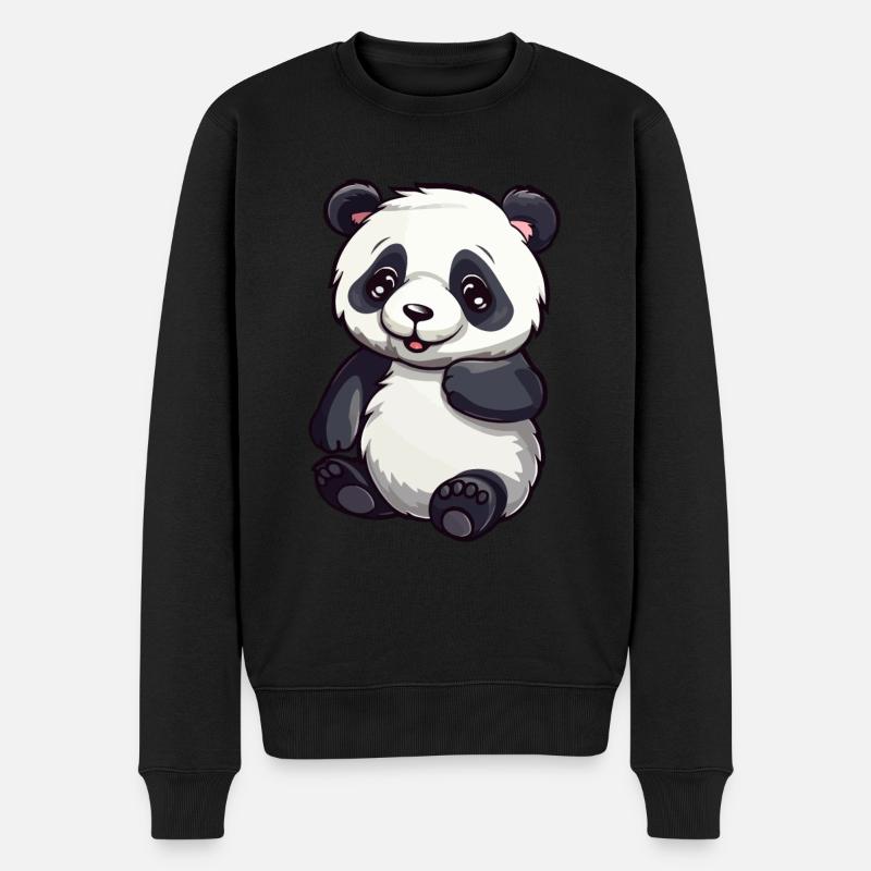 Niedlicher Panda - Männer Premium Bio Pullover - Schwarz