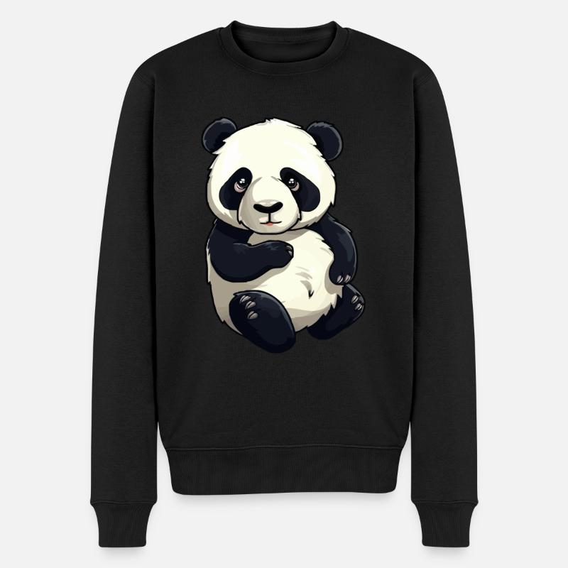 Knuffiger Panda Bär - Männer Premium Bio Pullover - Schwarz