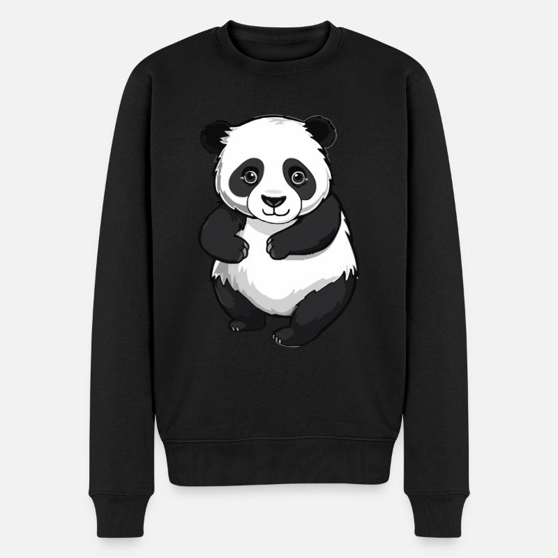 Panda - Männer Premium Bio Pullover - Schwarz