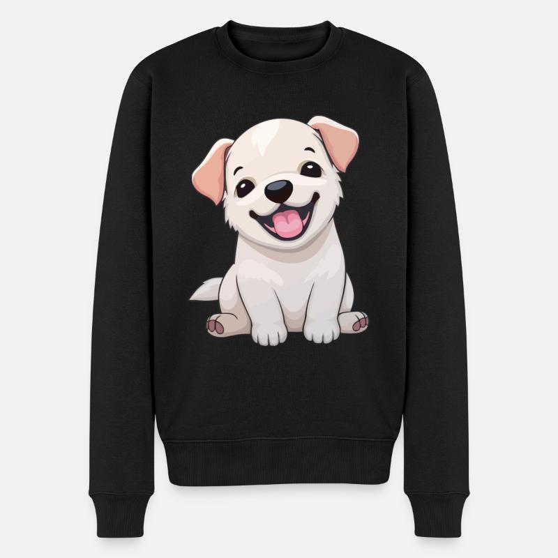 Niedlicher Welpe - Männer Premium Bio Pullover - Schwarz