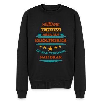 Niemand ist perfekt Elektriker Retro - Männer Premium Bio Pullover - Schwarz - Vorne - Nico (187cm)