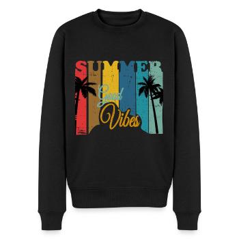 Summer Palme good vibes Retro 2 - Männer Premium Bio Pullover - Schwarz - Vorne - Nico (187cm)