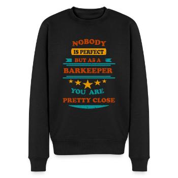 Personne n’est parfait barman rétro - Pull Premium bio Homme - noir - Devant - Nico (187cm)