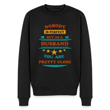 Nobody is perfect retro Husband - Männer Premium Bio Pullover - Schwarz - Vorne - Nico (187cm)