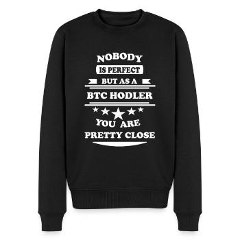 Personne n’est parfait blanc BTC Hodler - Pull Premium bio Homme - noir - Devant - Nico (187cm)