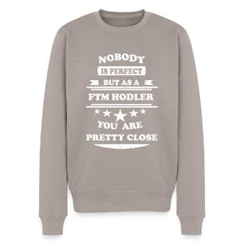 Nobody is perfect retro white FTM Fantom Hodler - Men's Premium Organic Jumper - taupe - Front - Nico (187cm)