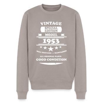 Vintage Retro White 1953 - Männer Premium Bio Pullover - Taupe - Vorne - Nico (187cm)