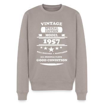 Vintage Rétro Blanc 1957 - Pull Premium bio Homme - taupe - Devant - Nico (187cm)
