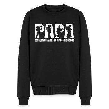 Papa. Mann. Mythos. Legende Vater Feuerwehr - Männer Premium Bio Pullover - Schwarz - Vorne - Nico (187cm)