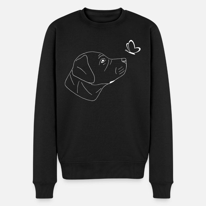 Super süßer Labrador mit Schmetterling - Männer Premium Bio Pullover - Schwarz