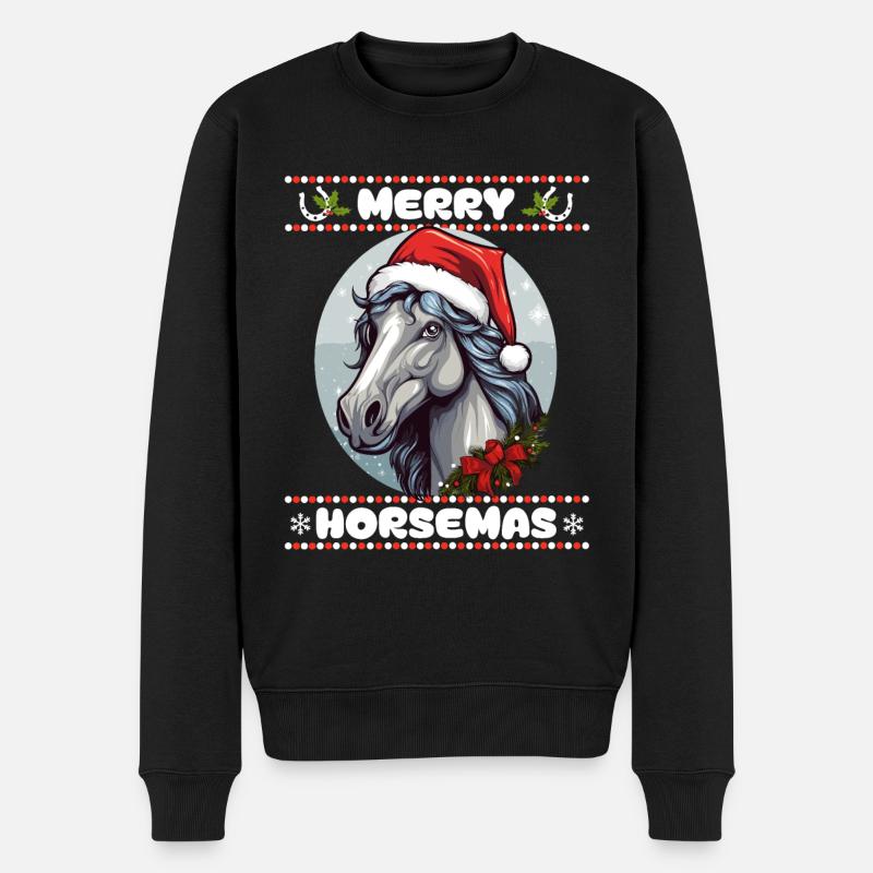 Weihnachten mit Pferd für Pferdenarren und Reiter - Männer Premium Bio Pullover - Schwarz