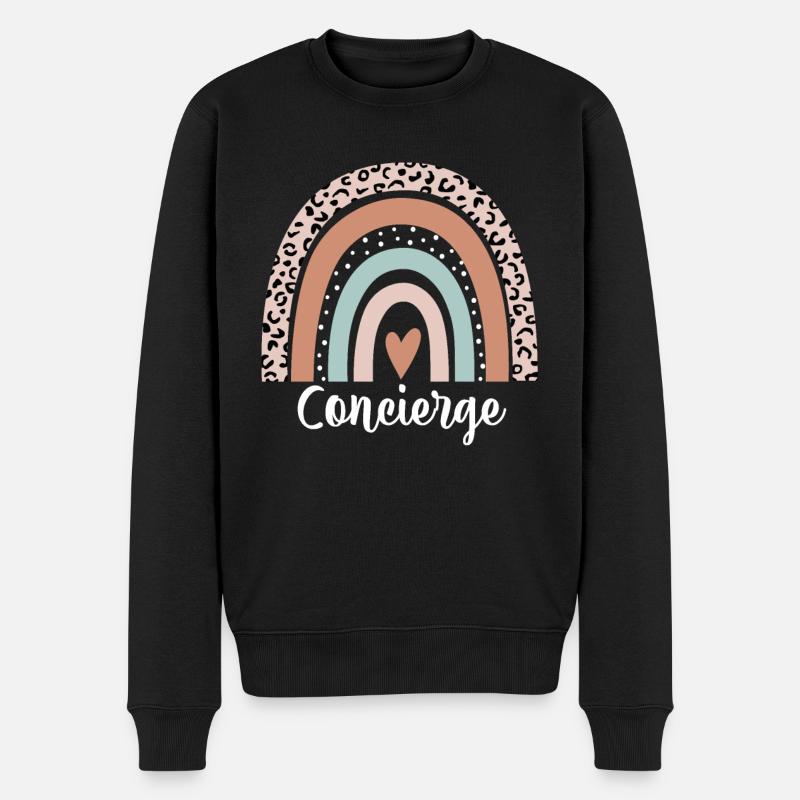 Concierge Regenbogen Leopard Lustiger Concierge - Männer Premium Bio Pullover - Schwarz