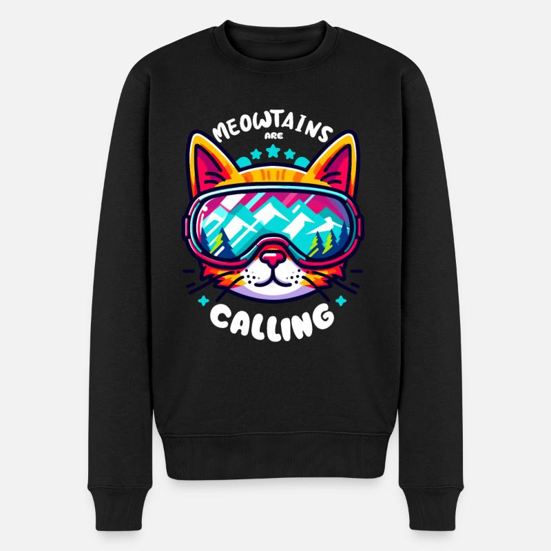 Snowboard Ski Cool Katze Berge Skibrille lustig - Männer Premium Bio Pullover - Schwarz