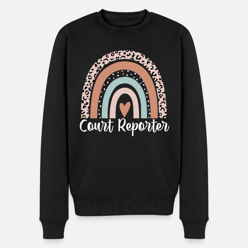 Gerichtsreporter Regenbogenleopard Lustiges Gericht - Männer Premium Bio Pullover - Schwarz