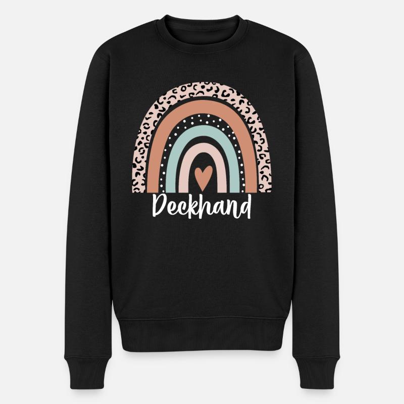 Deckhand Rainbow Leopard Funny Deckhand - Men's Premium Organic Jumper - black