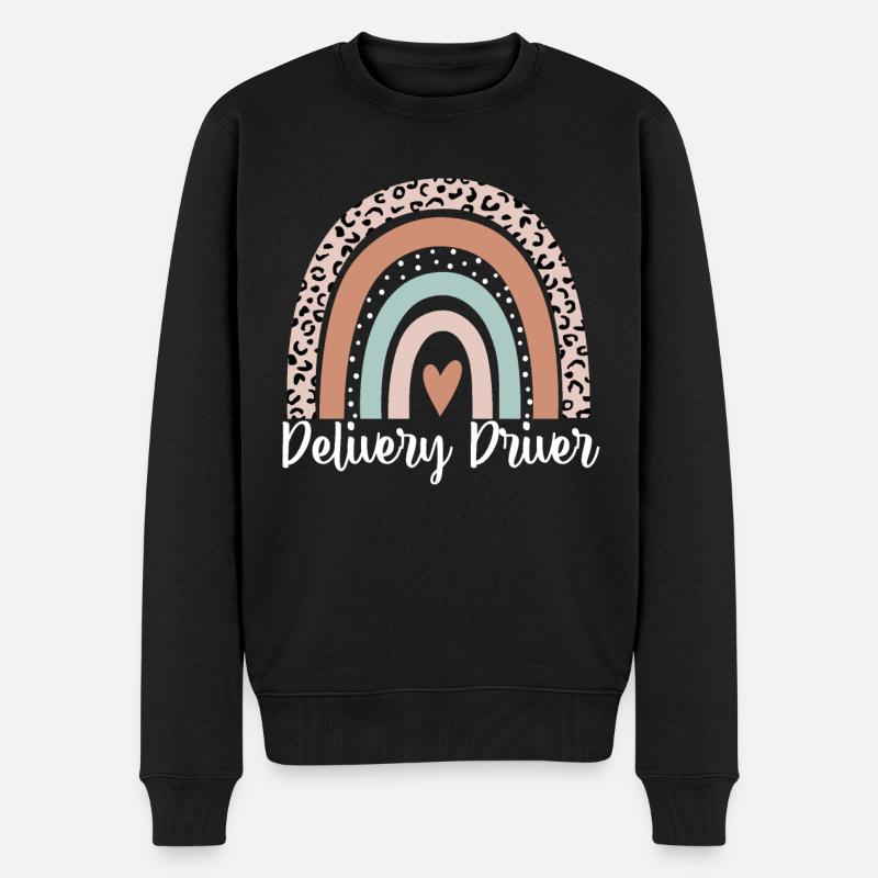 Chauffeur-livreur arc-en-ciel léopard drôle livraison - Pull Premium bio Homme - noir