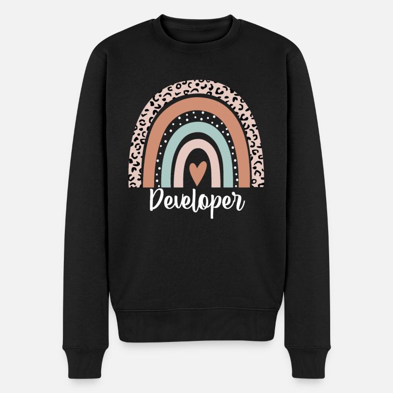 Entwickler Rainbow Leopard Lustiger Entwickler - Männer Premium Bio Pullover - Schwarz