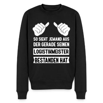 Stolzer Logistikmeister - Prüfung Bestanden - Männer Premium Bio Pullover - Schwarz - Vorne - Nico (187cm)