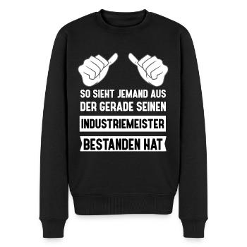 Erfolgreicher Industriemeister - Abschluss Bestand - Männer Premium Bio Pullover - Schwarz - Vorne - Nico (187cm)