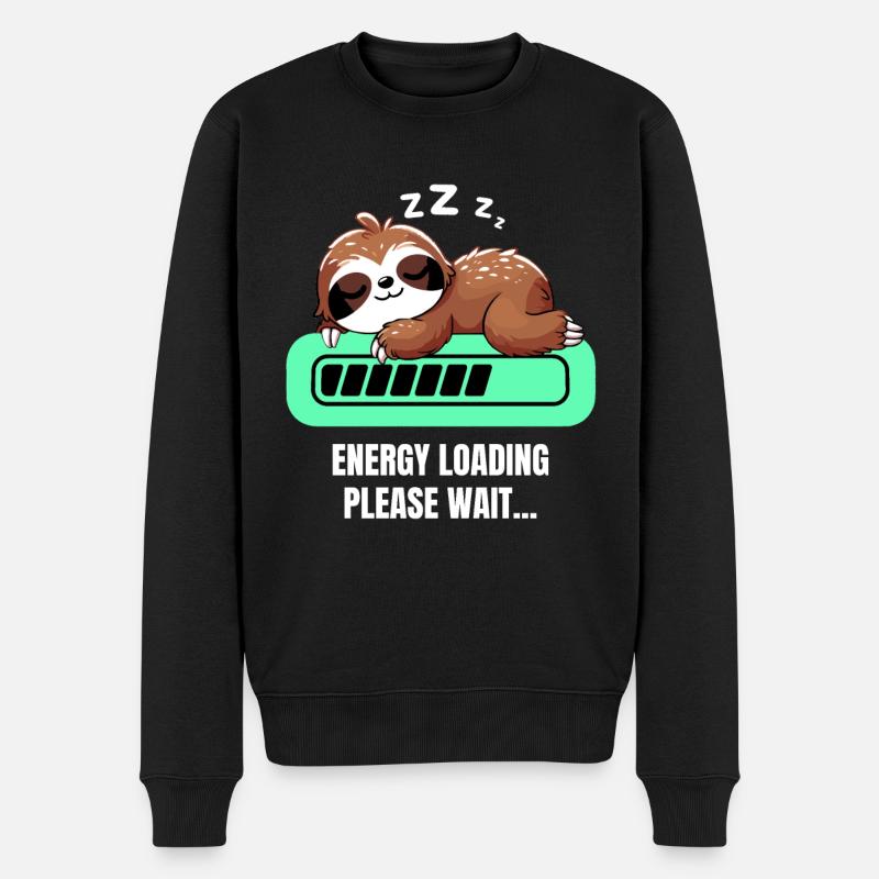 Faultier Schlafshirt Chillen Niedlich Schlafen Süß - Männer Premium Bio Pullover - Schwarz
