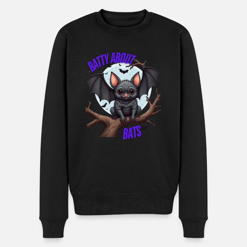 Schöne Fledermäuse - Männer Premium Bio Pullover - Schwarz