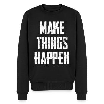 Make Things Happen - Männer Premium Bio Pullover - Schwarz - Vorne - Nico (187cm)