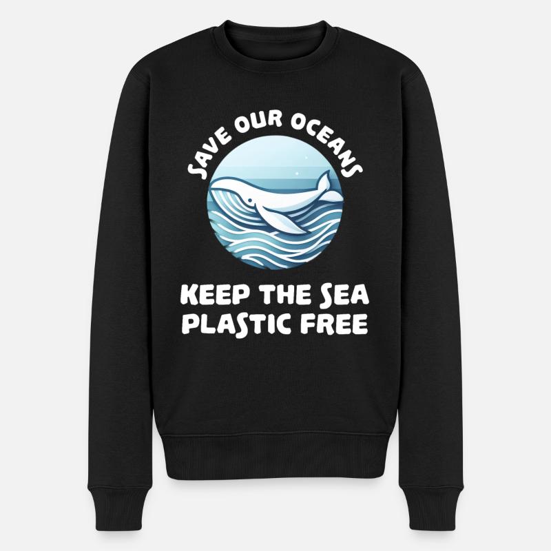 Retten Sie unsere Ozeane Plastikfreies Meer - Männer Premium Bio Pullover - Schwarz