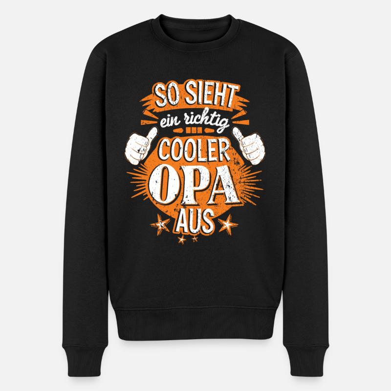 Opa Großvater Spruch - Männer Premium Bio Pullover - Schwarz