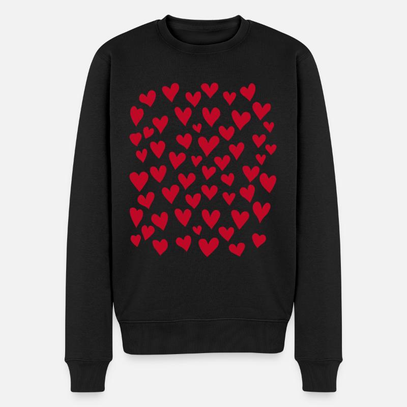 Herzen - Männer Premium Bio Pullover - Schwarz