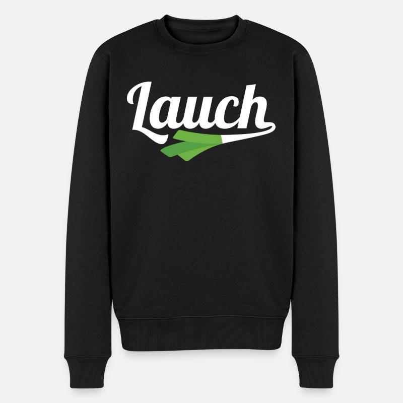 Lauch ohne Muskeln - Männer Premium Bio Pullover - Schwarz