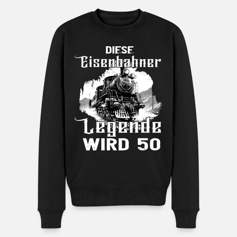 Eisenbahner Eisenbahn Beruf 50 Geburtstag Spruch - Männer Premium Bio Pullover - Schwarz