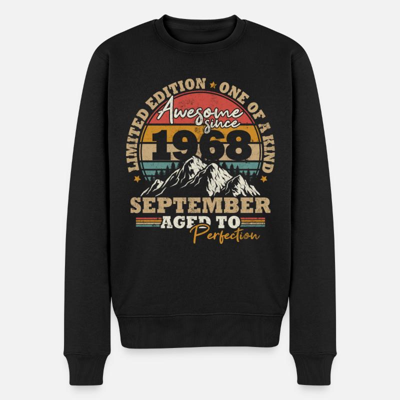 September 1968 Vintage Retro Geburtstagsgeschenk - Männer Premium Bio Pullover - Schwarz