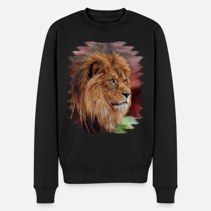 Löwe - Männer Premium Bio Pullover - Schwarz