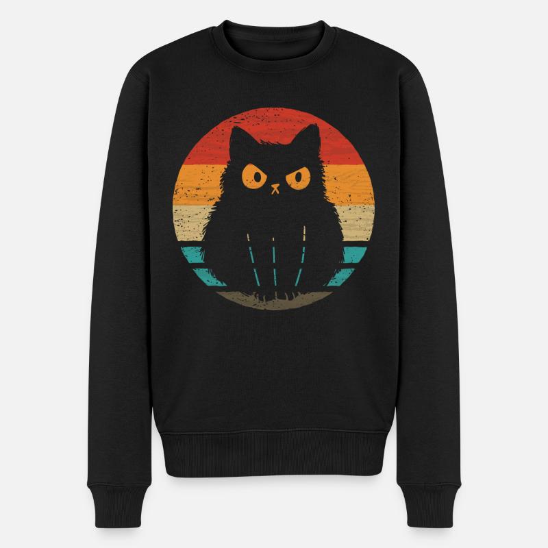 chat, style rétro, vendange - Pull Premium bio Homme - noir