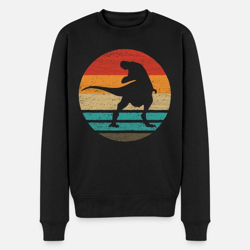 Dinosaurier Retro Style Vintage - Männer Premium Bio Pullover - Schwarz