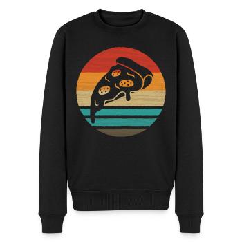 Pizza Stück Retro Style Vintage - Männer Premium Bio Pullover - Schwarz - Vorne - Nico (187cm)