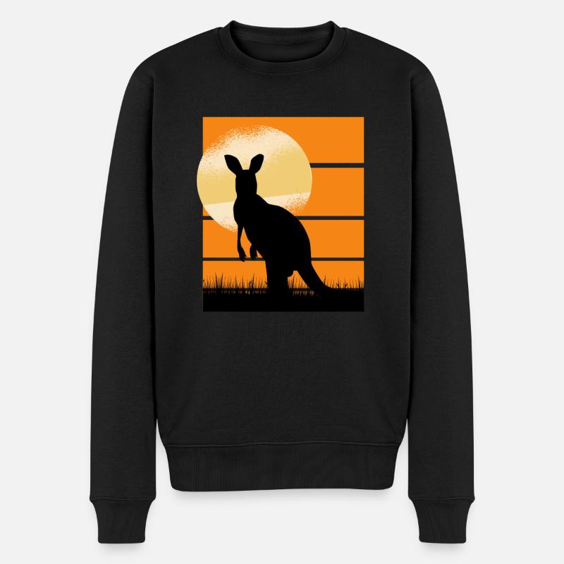 Cangourou au coucher du soleil - Pull Premium bio Homme - noir