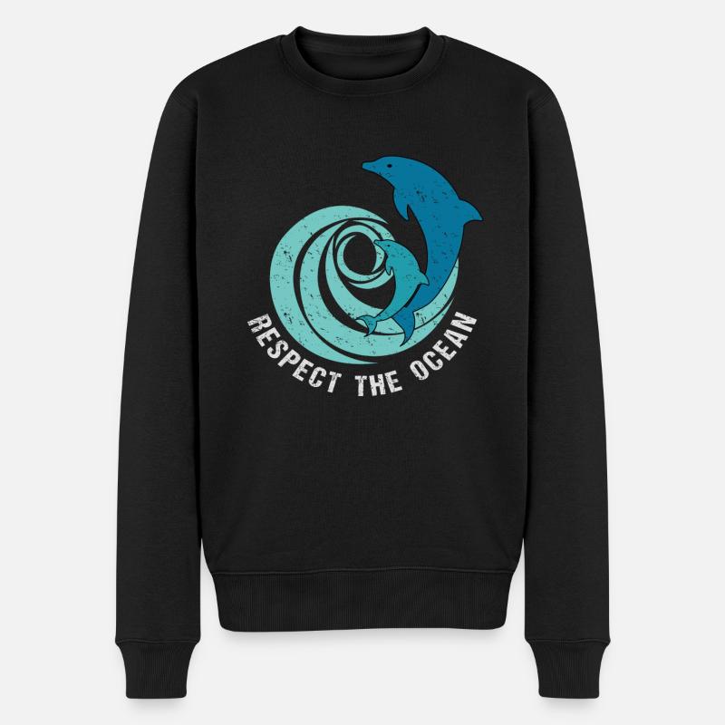 RESPECT THE OCEAN - Männer Premium Bio Pullover - Schwarz