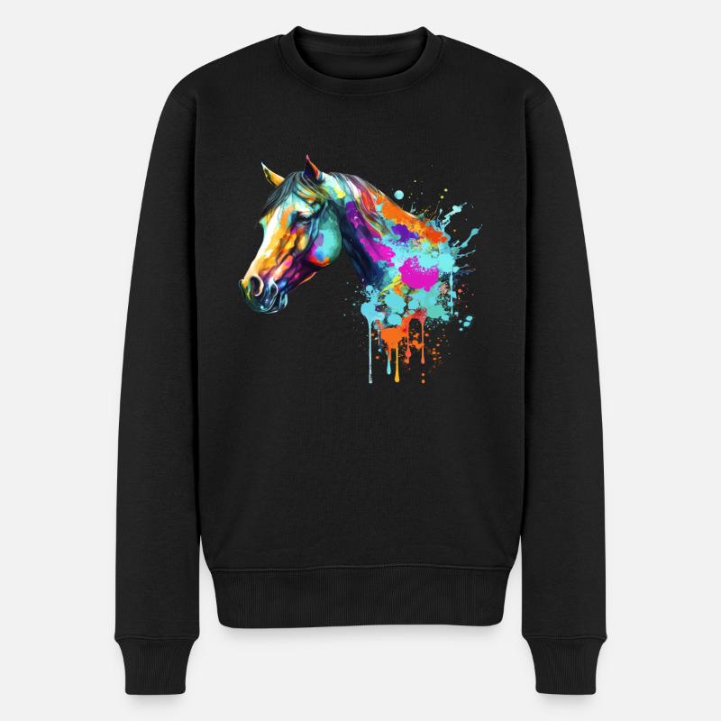 Horse Head - Männer Premium Bio Pullover - Schwarz