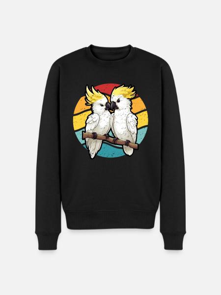 Cockatoo in sunset retro style - Men's Premium Organic Jumper - black